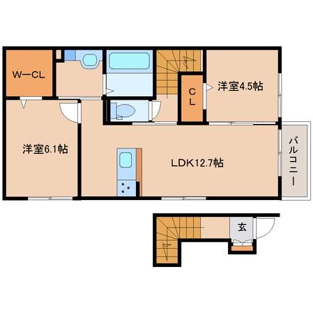 大和西大寺駅 バス12分  平城中山南口下車：停歩3分 2階の物件間取画像